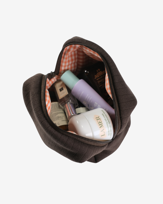 Hazel Pointelle Makeup Bag - Pumpkin Spice