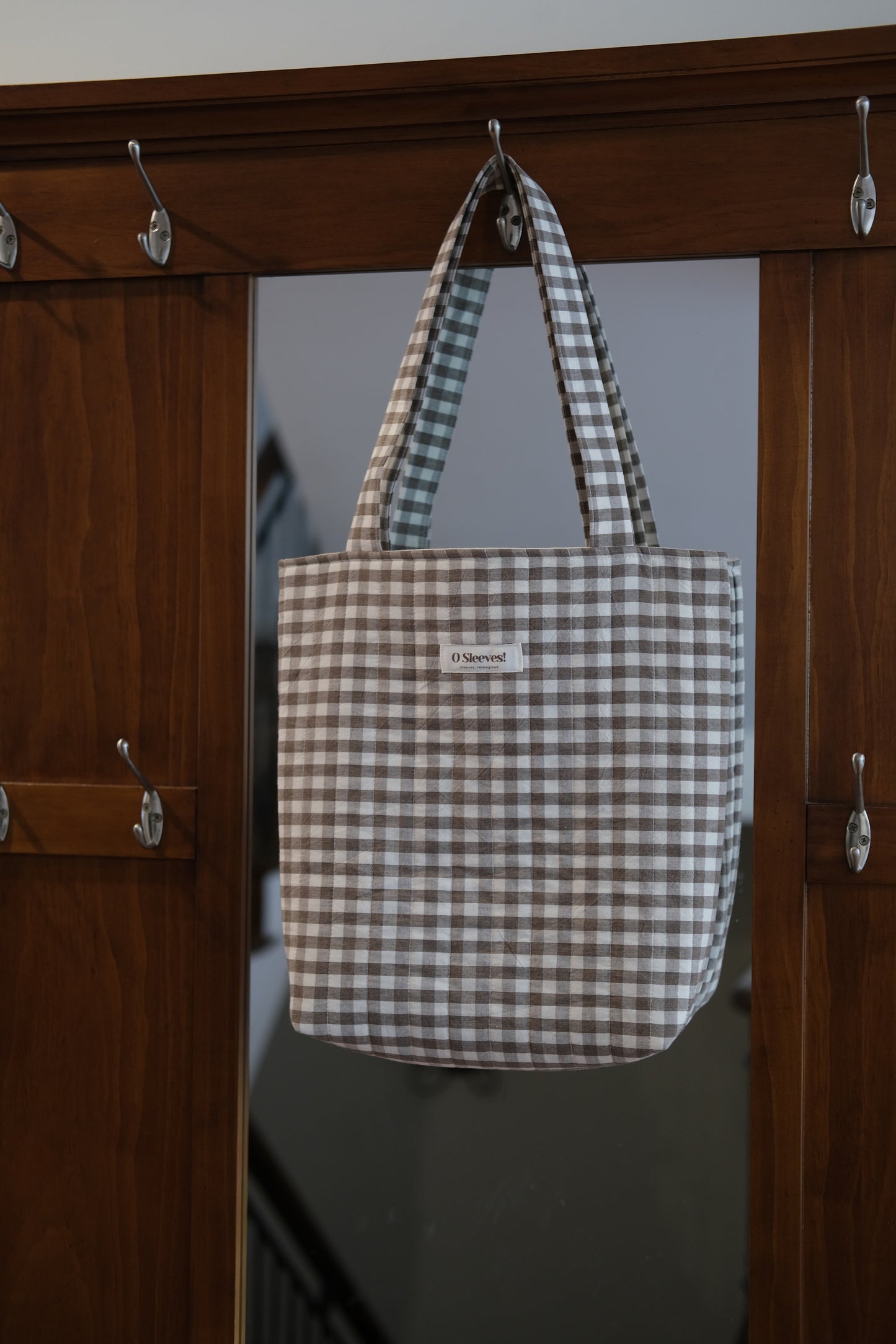 Espresso Gingham Library Tote
