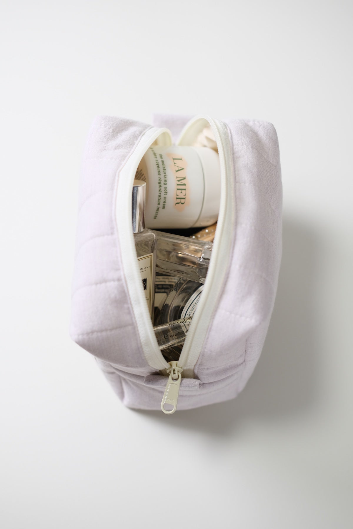 Lavender Milk Quilted Makeup Bag