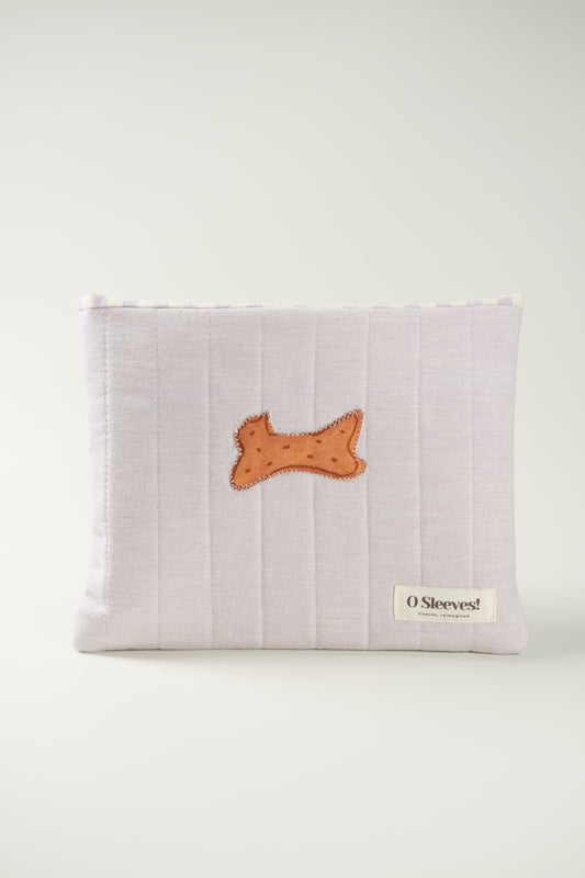 'Cat Cookies with Lavender Milk' Quilted Book Sleeve (Solid)