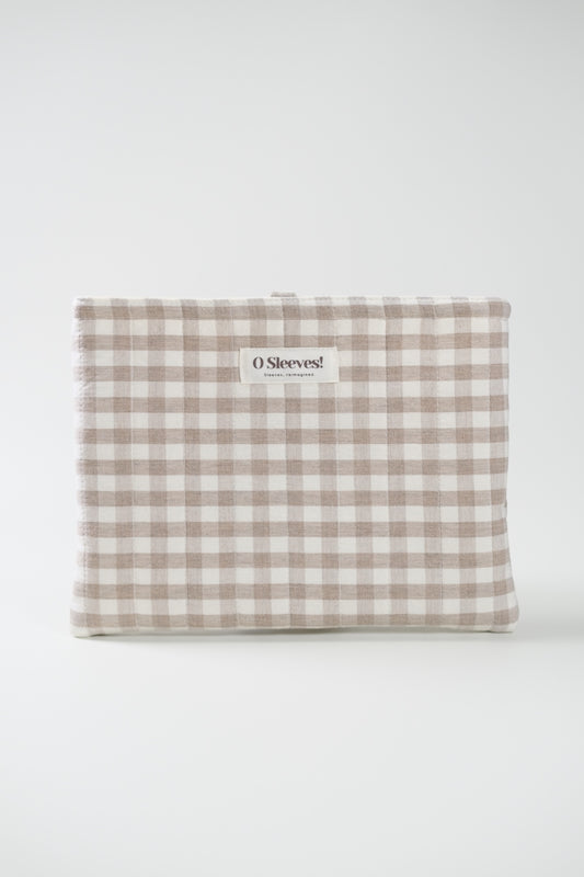 Latte Quilted Gingham Book Sleeve (Standard/Large) - O Sleeves!