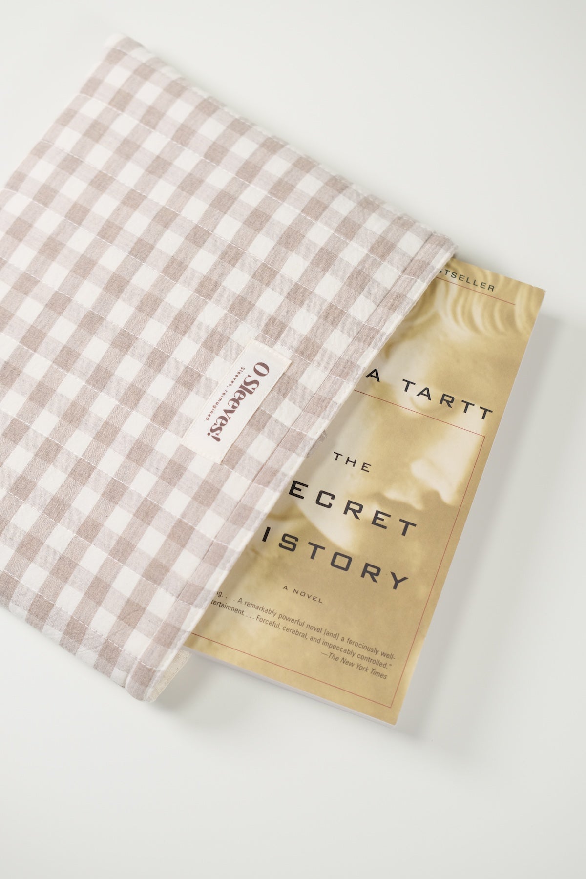 Latte Quilted Gingham Book Sleeve (Standard/Large) - O Sleeves!