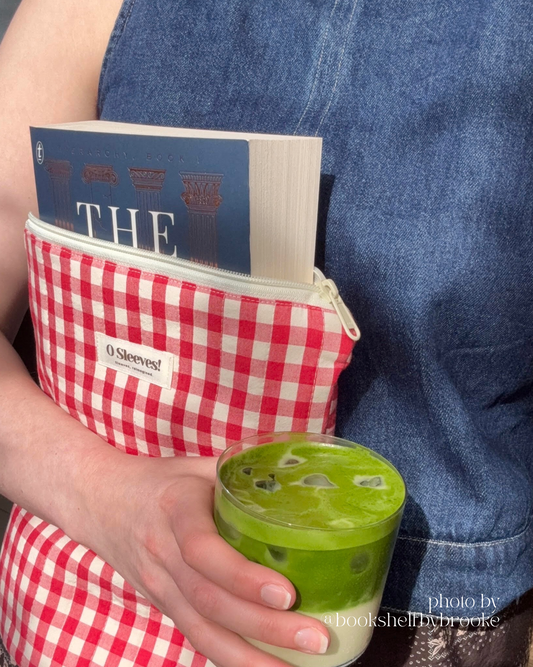 Cranberry Quilted Gingham Book Sleeve - O Sleeves!