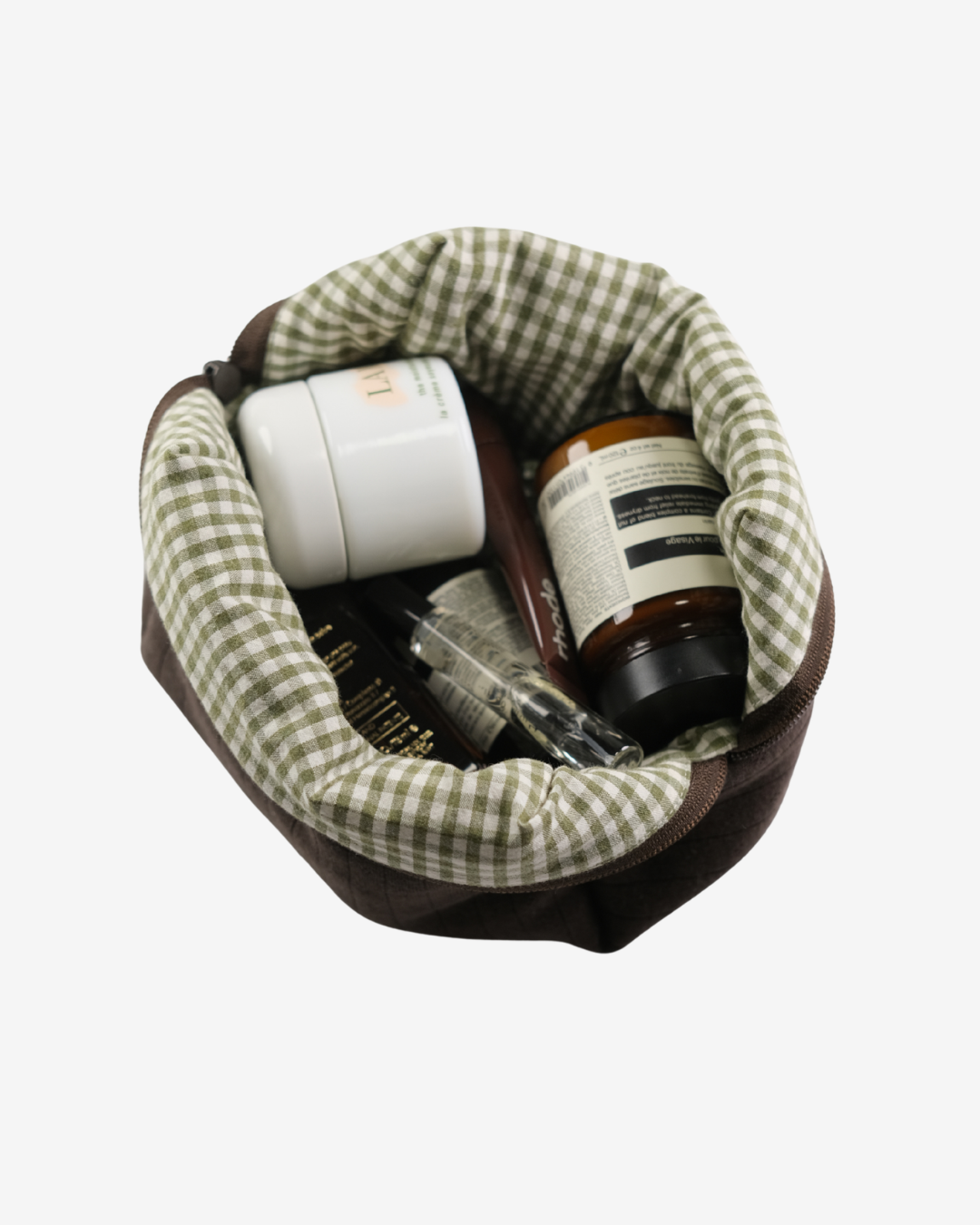 Hazel Pointelle Makeup Bag - Dirty Matcha