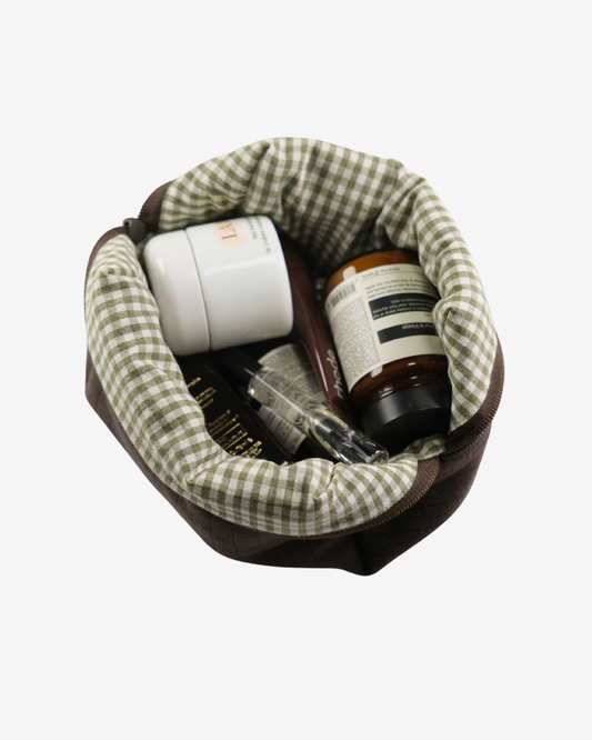Hazel Pointelle Makeup Bag - Dirty Matcha