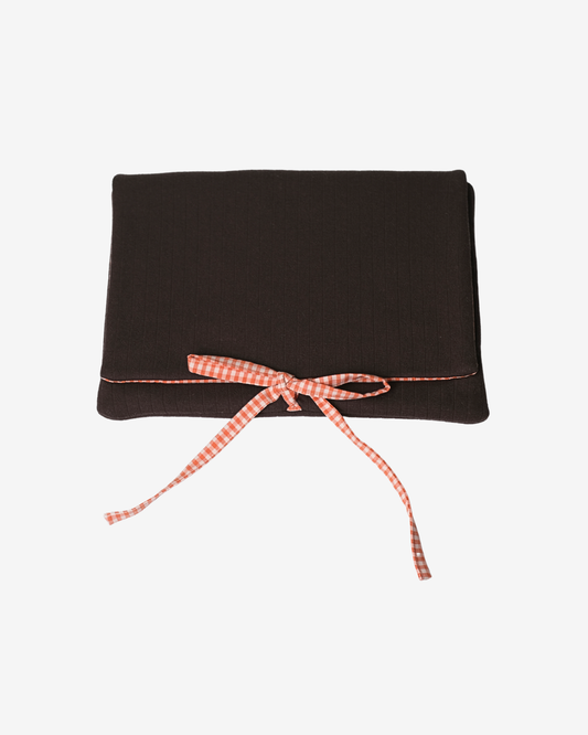 Hazel Pointelle Laptop Sleeve - Pumpkin Spice Gingham Lining - O Sleeves!