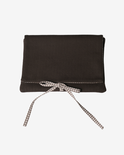 Hazel Pointelle Laptop Sleeve - Espresso Gingham Lining - O Sleeves!