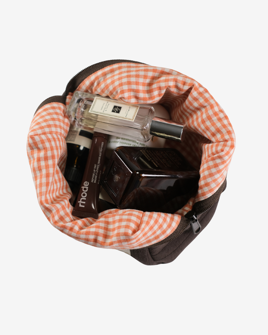 Hazel Pointelle Makeup Bag - Pumpkin Spice