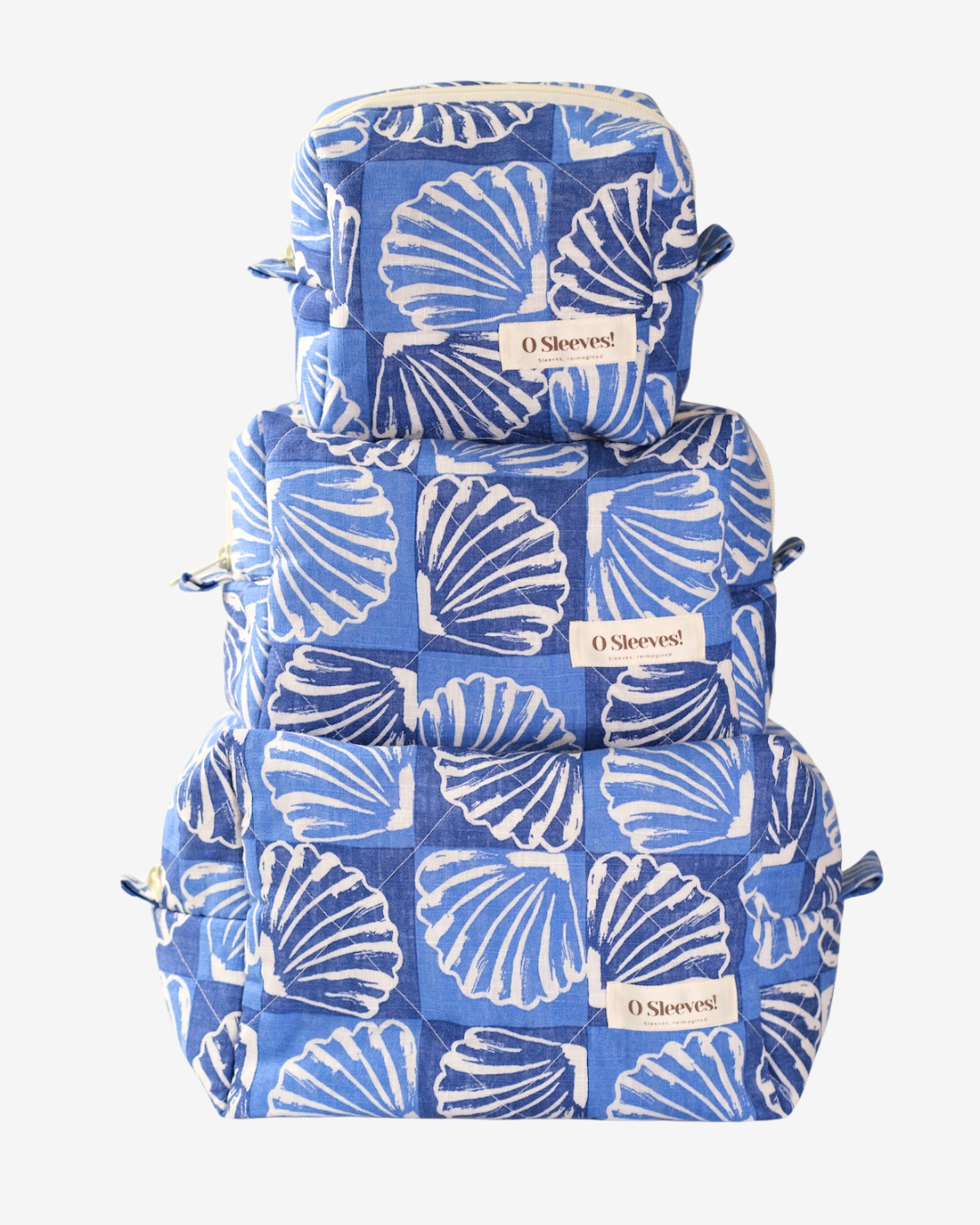 Ready-For-Anything Makeup Bag Trio (Seashell Linen) - O Sleeves!