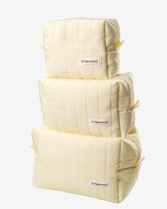 Limited: Ready-For-Anything Makeup Bag Trio (Lemon Butter) - O Sleeves!