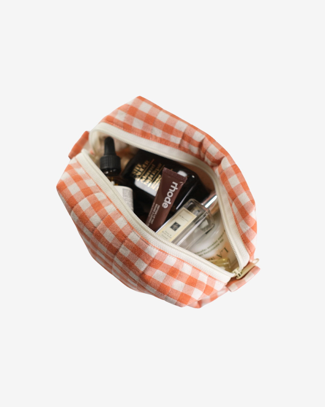 Pumpkin Spice Gingham Makeup Bag
