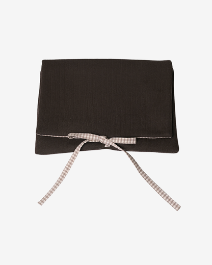 Hazel Pointelle Laptop Sleeve - Latte Gingham Lining - O Sleeves!