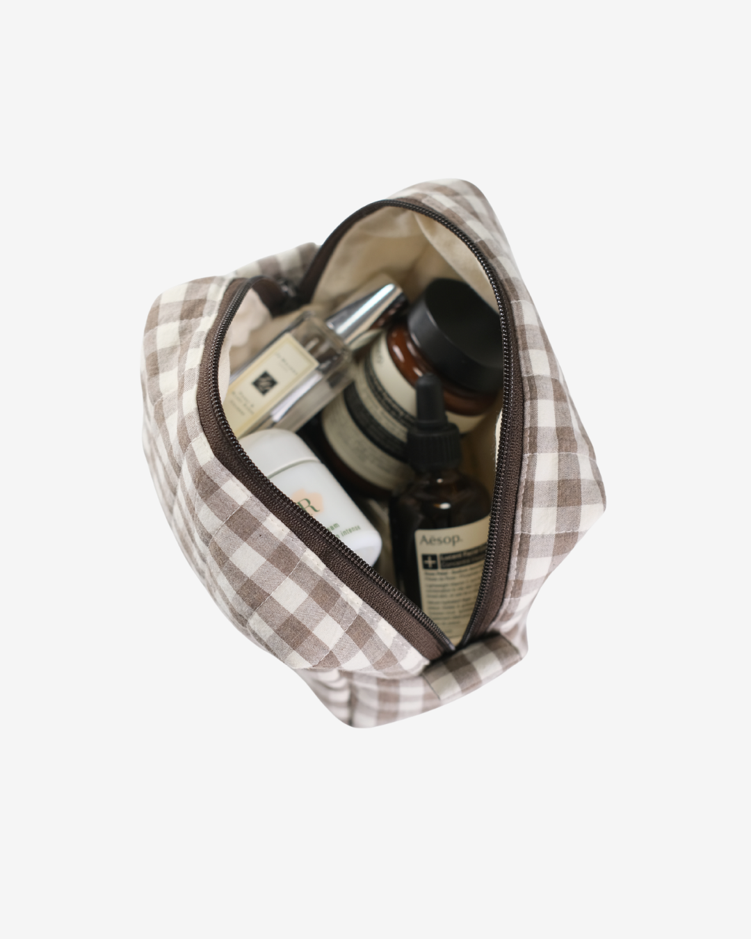 Espresso Gingham Makeup Bag