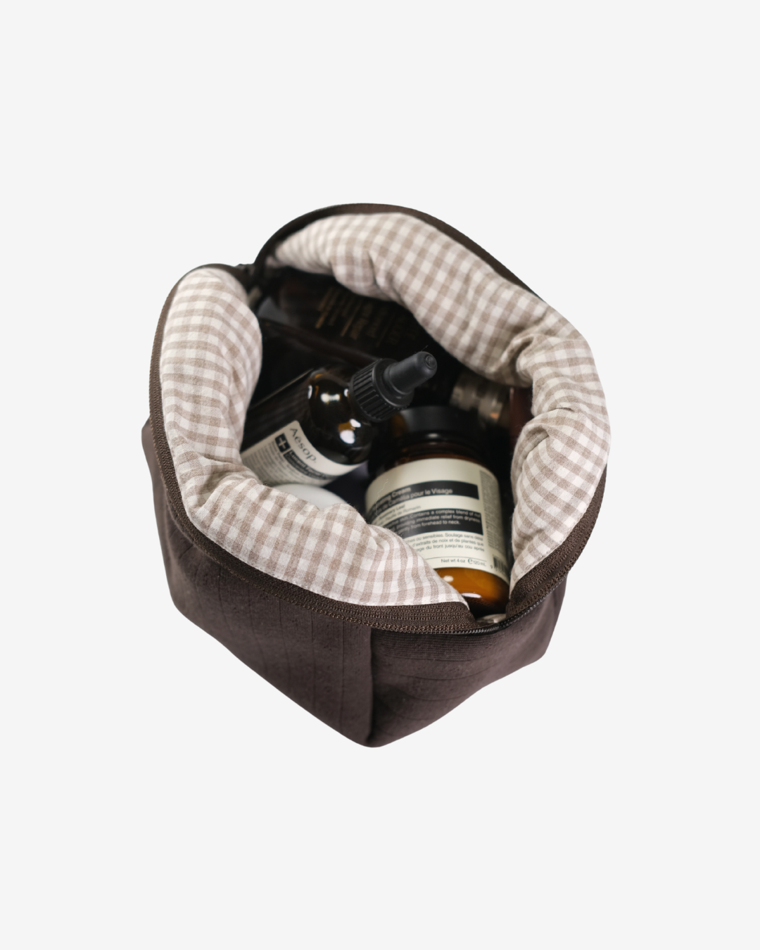 Hazel Pointelle Makeup Bag - Latte