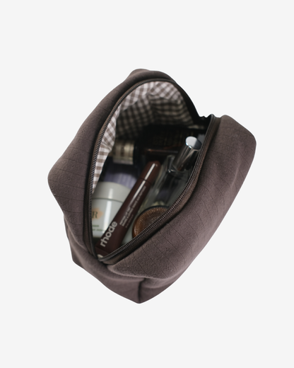 Hazel Pointelle Makeup Bag - Espresso