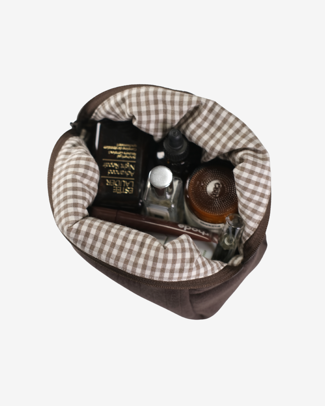 Hazel Pointelle Makeup Bag - Espresso