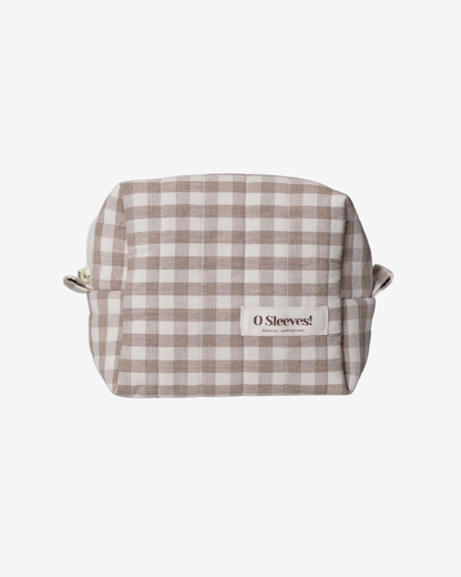 Latte Gingham Makeup Bag - O Sleeves!