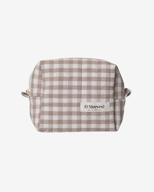 Latte Gingham Makeup Bag - O Sleeves!