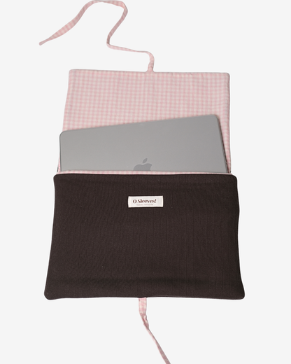 Hazel Pointelle Laptop Sleeve - Rose Bush Gingham Lining - O Sleeves!