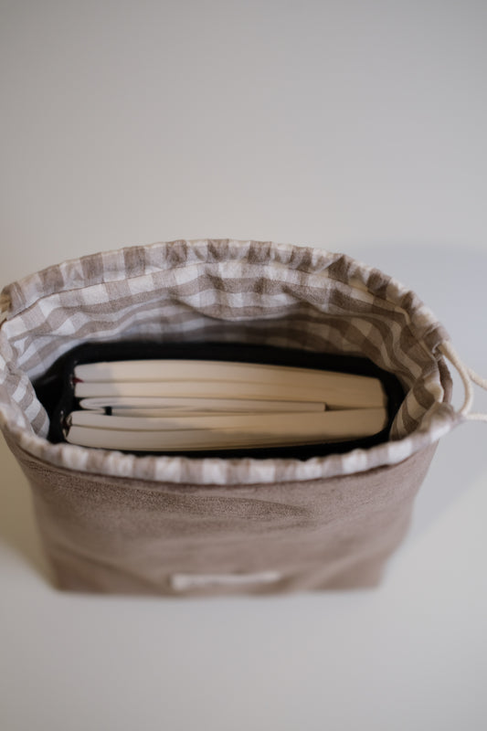 Latte Velvet Drawstring Bag - O Sleeves!