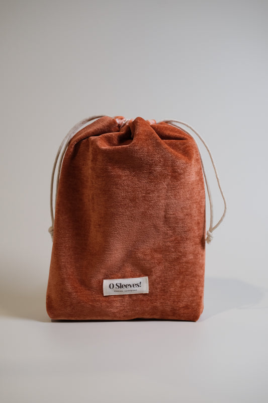 Pumpkin Spice Velvet Drawstring Bag - O Sleeves!