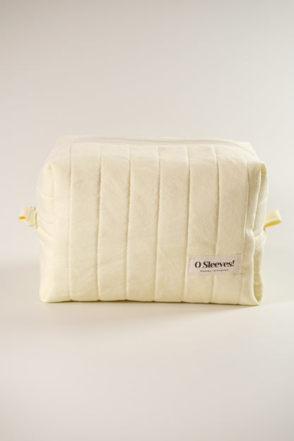 Lemon Butter Linen-Blend Quilted Makeup Bag - O Sleeves!