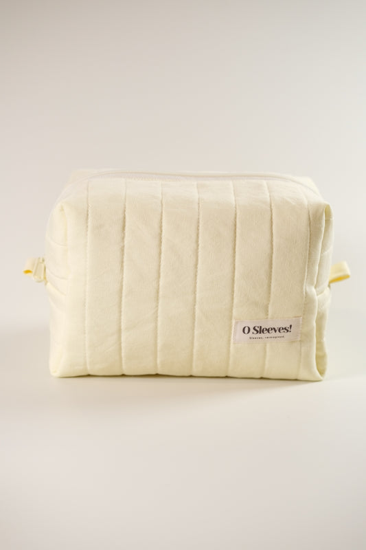 Lemon Butter Linen-Blend Quilted Makeup Bag - O Sleeves!