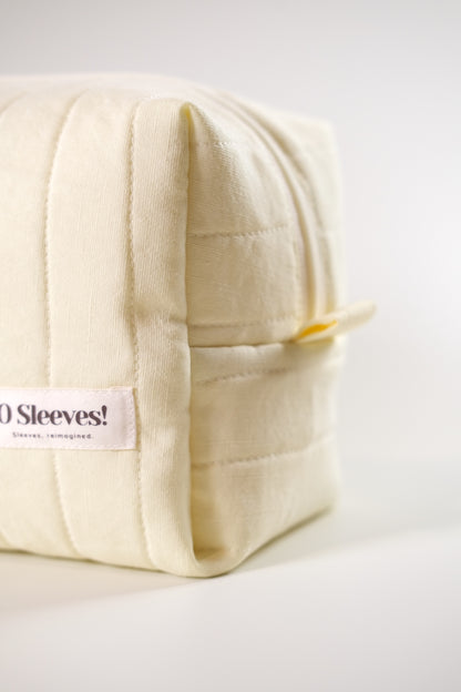 Lemon Butter Linen-Blend Quilted Makeup Bag - O Sleeves!
