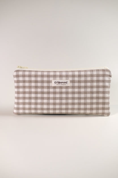 Latte Quilted Gingham Lifestyle Pouch