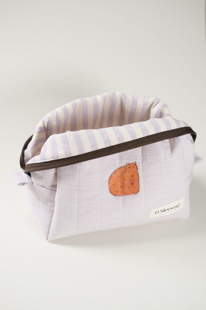 'Cat Cookies with Lavender Milk' Quilted Makeup Bag