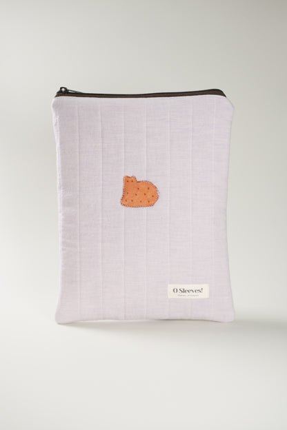 'Cat Cookies with Lavender Milk' Quilted Book Sleeve