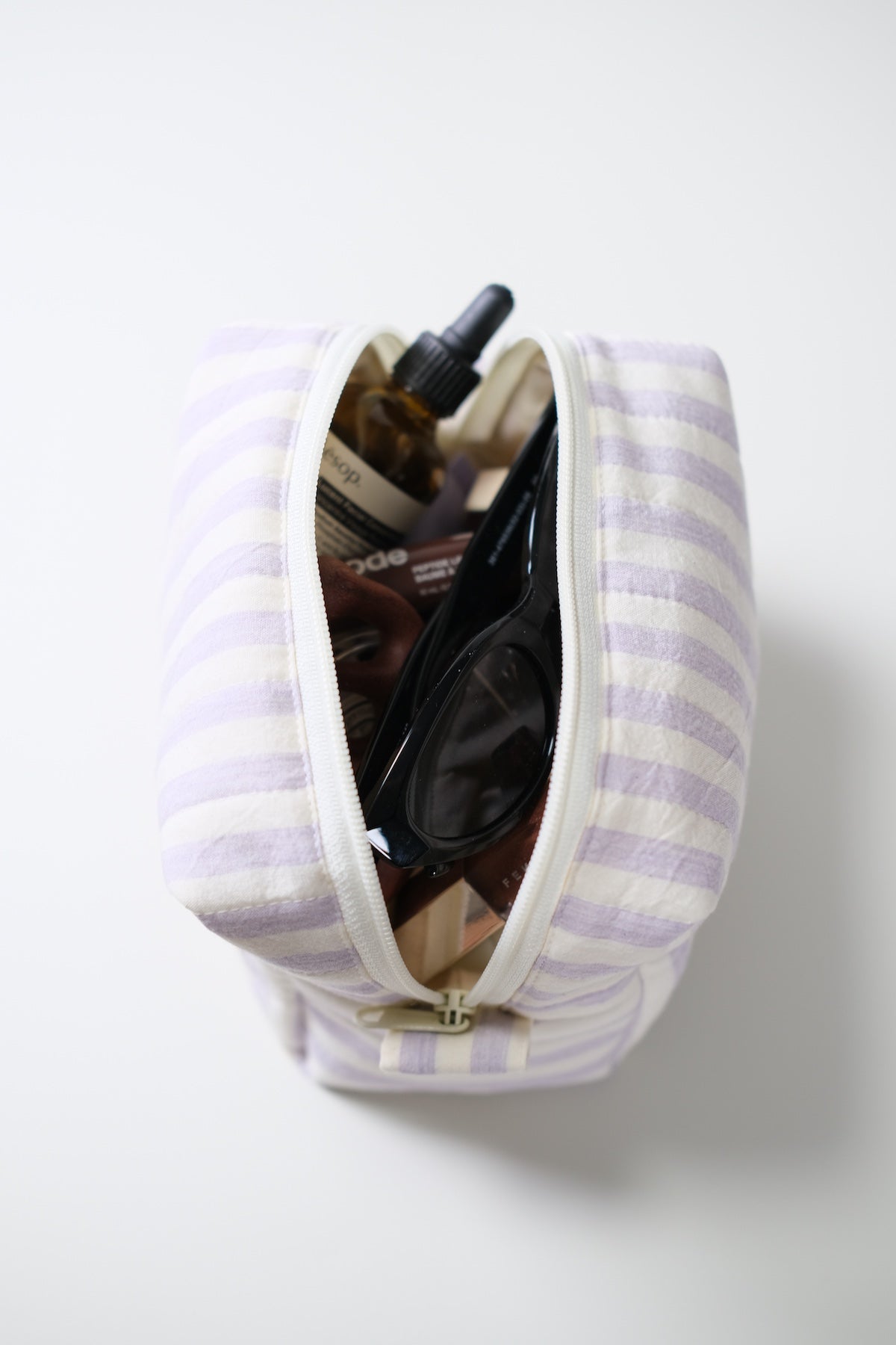 Lavender Milk Quilted Makeup Bag