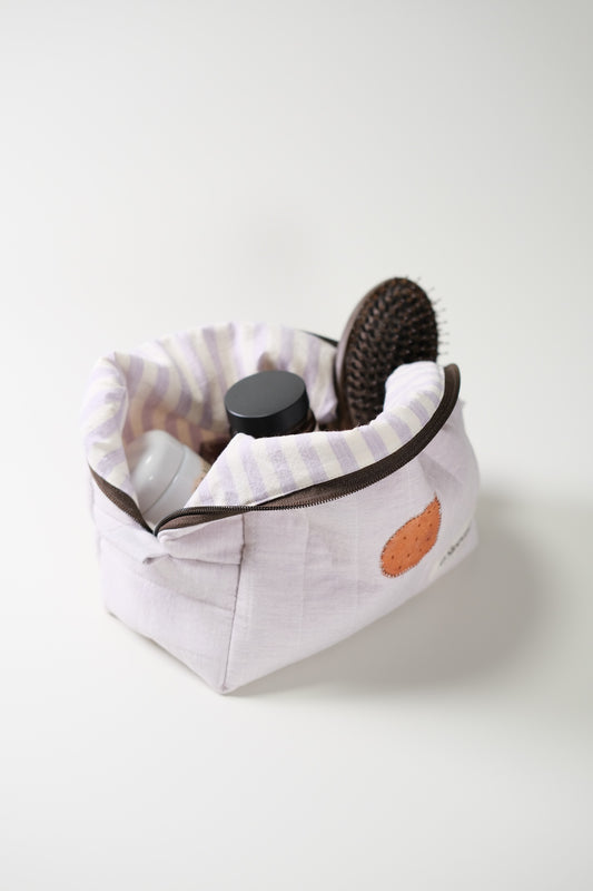 'Cat Cookies with Lavender Milk' Quilted Makeup Bag