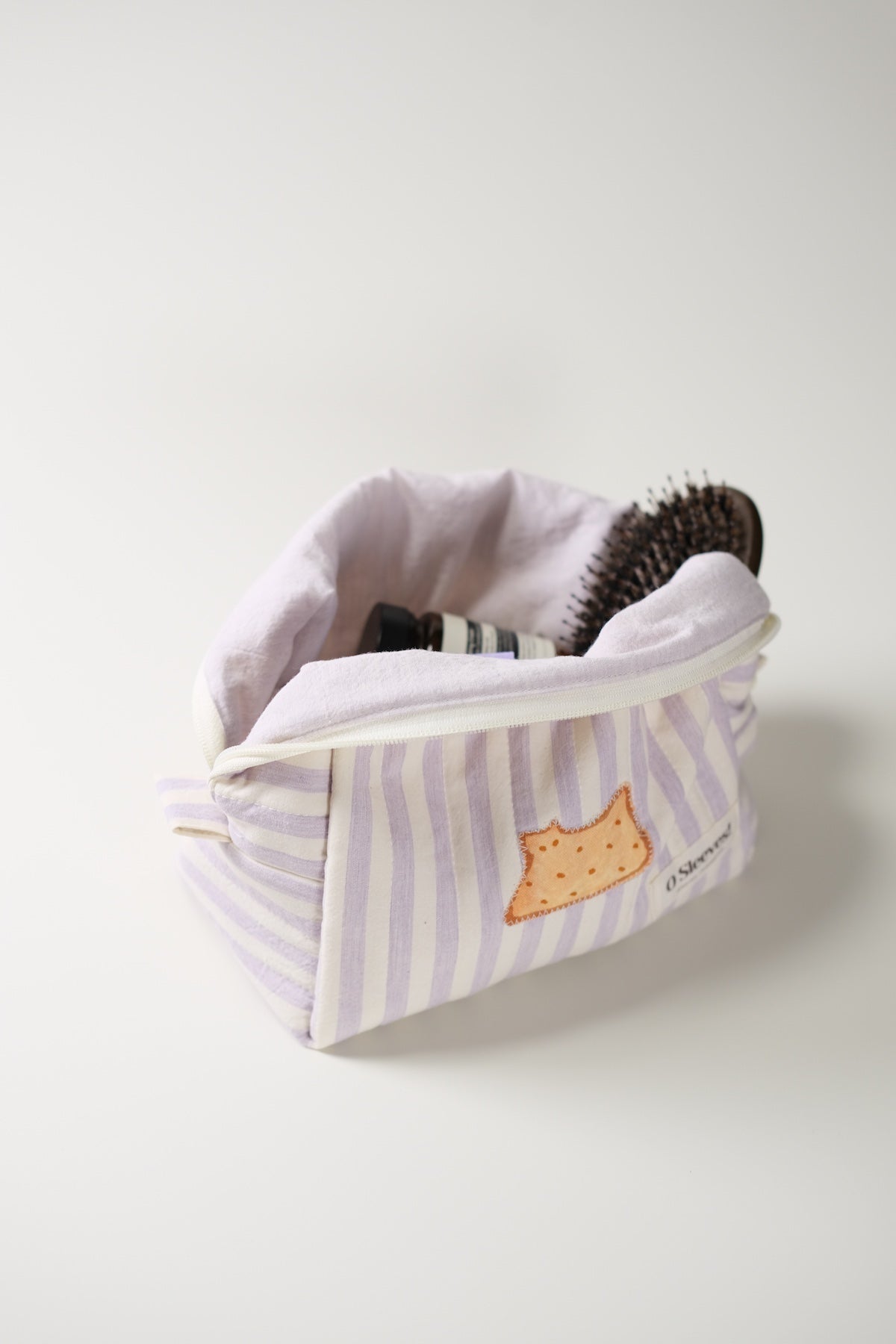 'Cat Cookies with Lavender Milk' Quilted Makeup Bag