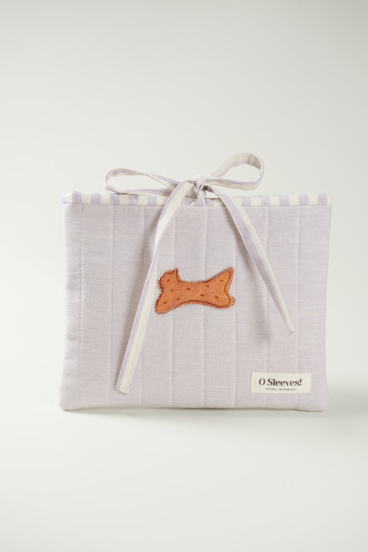 'Cat Cookies with Lavender Milk' Quilted Book Sleeve (Solid)