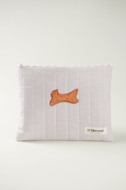 'Cat Cookies with Lavender Milk' Quilted Book Sleeve (Solid)