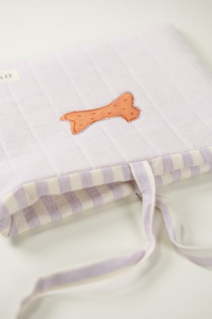 'Cat Cookies with Lavender Milk' Quilted Book Sleeve (Solid)