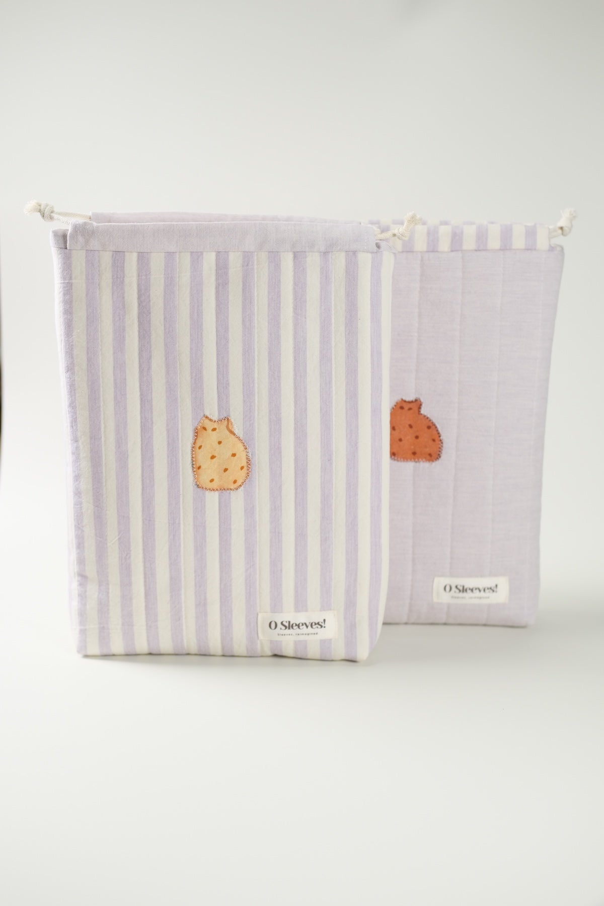 'Cat Cookies with Lavender Milk' Quilted Drawstring Bag