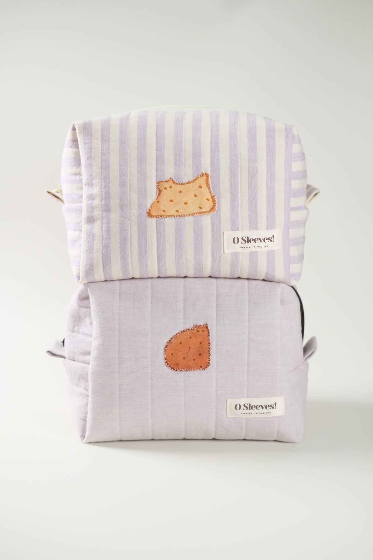 'Cat Cookies with Lavender Milk' Quilted Makeup Bag