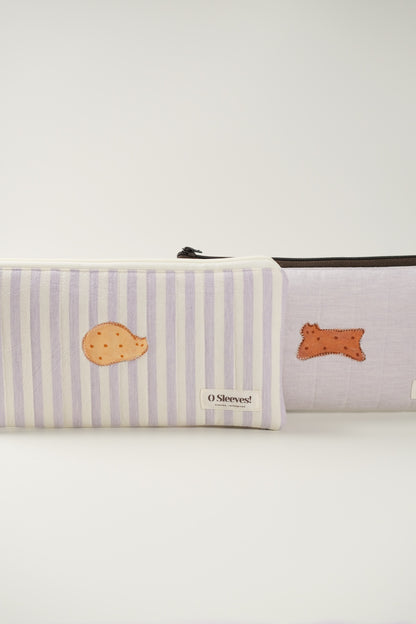 'Cat Cookies with Lavender Milk' Quilted Lifestyle Pouch
