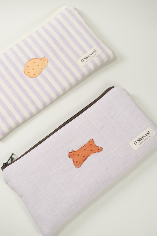'Cat Cookies with Lavender Milk' Quilted Lifestyle Pouch