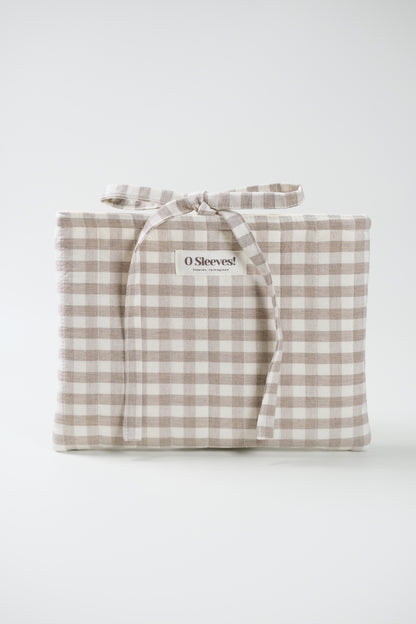 Latte Quilted Gingham Book Sleeve (Standard/Large) - O Sleeves!