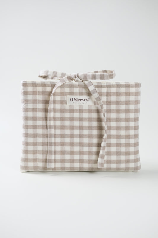 Latte Quilted Gingham Book Sleeve (Standard/Large) - O Sleeves!
