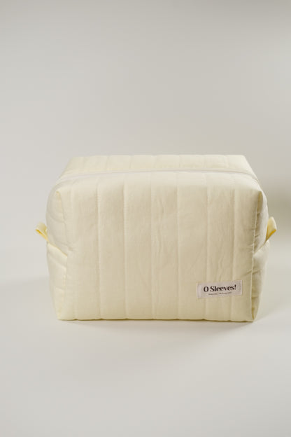 Lemon Butter Linen-Blend Quilted Makeup Bag - O Sleeves!