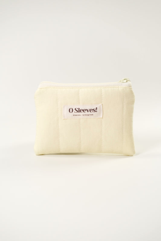 Lemon Butter Linen-Blend Quilted Mini Pouch - O Sleeves!