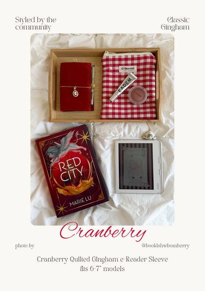 Cranberry Quilted Gingham e-Reader Sleeve - O Sleeves!