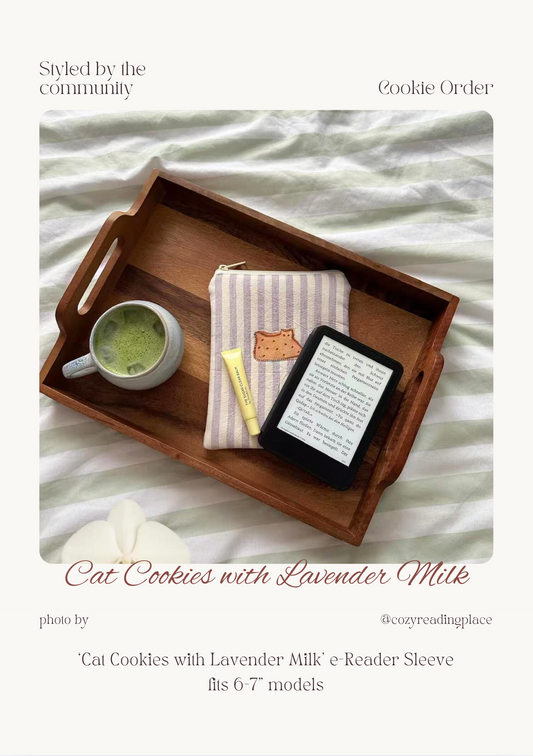 'Cat Cookies with Lavender Milk' Quilted e-Reader Sleeve - O Sleeves!