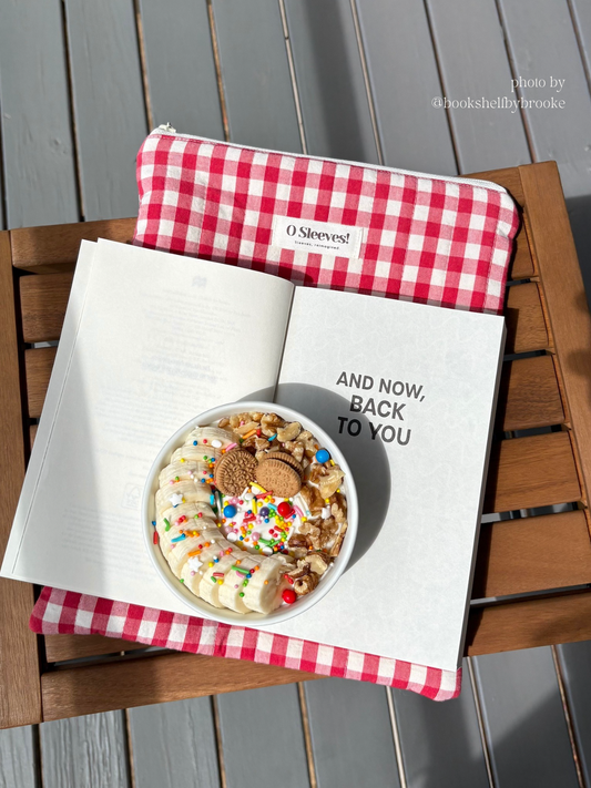 Cranberry Quilted Gingham Book Sleeve