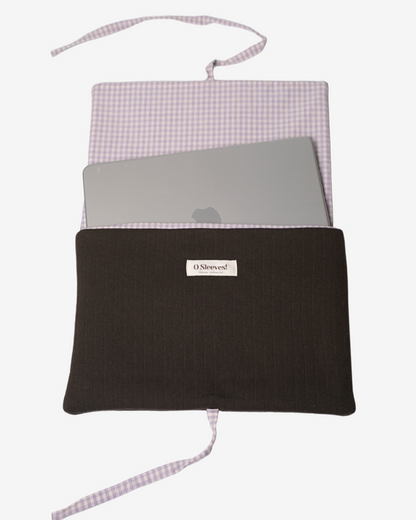 Hazel Pointelle Laptop Sleeve - Lavender Milk Gingham Lining - O Sleeves!