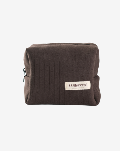 Hazel Pointelle Makeup Bag - Espresso
